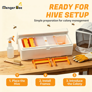 Nouvelle boîte d'élevage et de gestion des larves d'abeilles avec mangeoire à pollen et plateau d'alimentation, couvercle transparent en mousse EPS, blanc et orange - Product Image 4