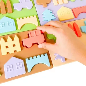 Bpa miễn phí trẻ con Silicone ghép hình Bảng câu đố giáo dục tự làm Montessori Bộ nhớ học tập trò chơi đồ chơi - Product Image 3