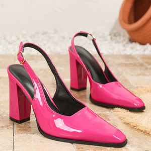 Xuanhui tamaño 46 venta al por mayor nueva moda <span class=keywords><strong>charol</strong></span> pies anchos Sexy 9,8 cm tacones cuadrados para mujeres - Product Image 1