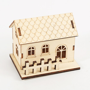 Uionen Christmas Light Up Wooden Cabin DIY Kids Wooden House Craft Kit, Home Table Window Decorative Wooden <b>Ornament</b> - Product Image 5