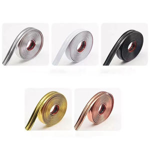 Bande décorative autocollante en PVC effet métal, profilé en T, pour carrelage mural, porte d'armoire, canapé, meubles, en acier inoxydable, pour décoration - Product Image 2