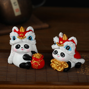 Figuras de León y Panda Chinos Ruijie de 3.9 Pulgadas, Lindas Figuras Decorativas de Dibujos Animados para el Hogar, Oficina, Interiores, Regalo - Product Image 3