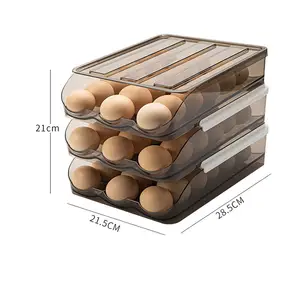Venta al por mayor 2024 bandeja transparente para huevos caja de transporte refrigerador inteligente apilable estante para huevos cajas de almacenamiento rodantes automáticas