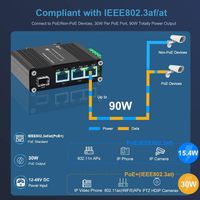 Switch de Red Industrial Gigabit PoE de 3 Puertos - Switch Ethernet PoE de 3 Puertos + SFP de 1 Puerto, 12~48VDC