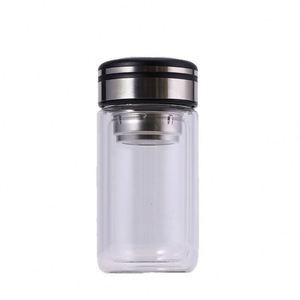Tasse en verre à double paroi pour femmes, épaisse, isolée thermiquement, mini tasse à thé portable pour le bureau, cadeau, tasse publicitaire avec logo - Product Image 5