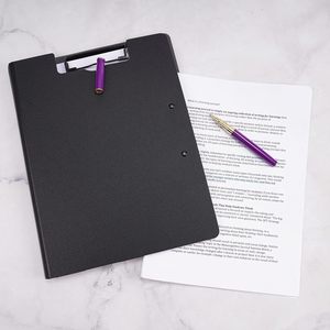 Porte-documents pliable A4 personnalisé avec double clip métallique horizontal et vertical, pliable à 360 degrés, avec porte-stylo - Product Image 6