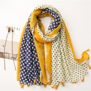 Wholesale 2022 Hot Sale Cheap Cotton Floral Scarves Ladies High Quality Pink Butterfly Print Women Tassel Scarf Summer