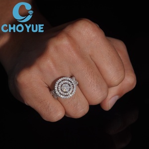 Custom Lab Diamond Cluster <b>Ring</b> Iced Out Solid Sterling <b>Silver</b> 925 Gold Plated <b>Cross</b> Lad Grown Diamond <b>Ring</b> Hip Hop Jewelry - Product Image 1