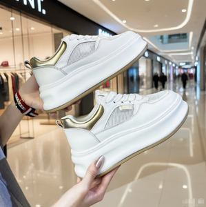 Zapatos Deportivos Casuales de Tacón Alto con Parte Superior de Malla Delgada de Piel de Vaca para Mujer, para Toda la Temporada - Product Image 3