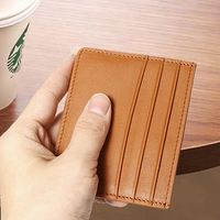 Pemegang kartu kredit kulit asli pemblokir RFID mewah Logo timbul kustom Premium dompet tempat kartu kredit