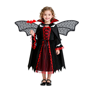 Tenue <span class=keywords><strong>de</strong></span> vampire d'Halloween pour filles, robe en dentelle, cape, ailes <span class=keywords><strong>de</strong></span> chauve-souris, baguette magique pour cosplay, service OEM ODM, prix <span class=keywords><strong>de</strong></span> gros - Product Image 3