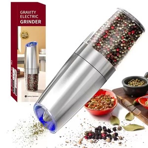 Moulin à sel et à épices à gravité, 135 ml, lumière LED bleue, réglage de la grosseur, chargement Type C, lot de 2, vente en gros OEM ODM - Product Image 6