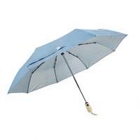 Parapluie bleu à 8 baleines avec revêtement argenté, ouverture et fermeture automatiques, coupe-vent, pliable, avec logo personnalisé, style moderne, vente en gros