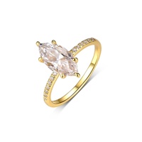 Meilleure vente S925 Silver Horse Eye-Shaped Mozambique Ring Simple Classic Design Independent Station Moissanite Ring