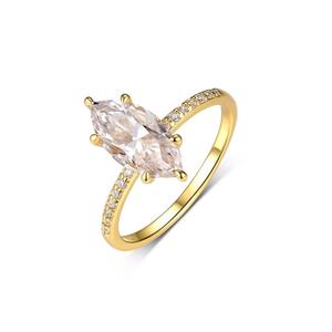 Meilleure vente S925 Silver Horse Eye-Shaped Mozambique Ring Simple Classic Design Independent <span class=keywords><strong>Station</strong></span> Moissanite Ring - Product Image 5