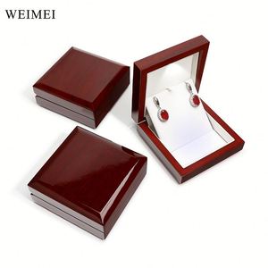 Mahogany Wood Jewelry Box with Spotlight <b>LED</b> <b>Light</b> Includes Gift Card Perfect for Necklace Earring Pendant - Product Image 4