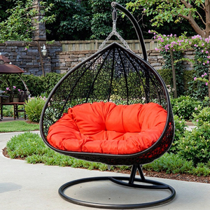 Modern Outdoor Double Patio Swing Chair Rattan <strong>Hammock</strong> Waterproof Cushion Iron Aluminum <strong>Frame</strong> <strong>for</strong> Garden Courtyard Villa Hotel - Product Image 6