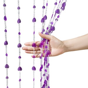 Tenda di Perline in Plastica Cristallina 1x2M, Tenda per Porta con Perline a Forma di <span class=keywords><strong>Cuore</strong></span> Viola Lucido - Product Image 3