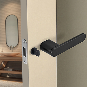 2026 Italian Minimalist Modern Entry Privacy <strong>Door</strong> Lever <strong>Knob</strong> Matt Black Zinc Alloy for Indoor <strong>Bedroom</strong> Silent Ecological Hotels - Product Image 2
