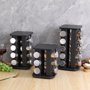 Rotativa aço inoxidável e vidro Spice Pepper <span class=keywords><strong>Jar</strong></span> <span class=keywords><strong>Rack</strong></span> para Cozinha Organização - Product Image 3
