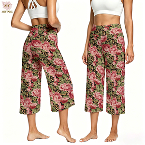 <span class=keywords><strong>Pantalon</strong></span> large à imprimé floral personnalisé Meiyang, taille haute, style yoga, avec poches, <span class=keywords><strong>pantalon</strong></span> décontracté pour femmes - Product Image 1