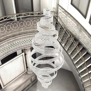 <span class=keywords><strong>Lustre</strong></span> sur mesure moderne pour escalier, plafond haut, villa de luxe, grand <span class=keywords><strong>lustre</strong></span> LED en cristal personnalisé - Product Image 1