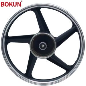 Rines de Motocicleta <span class=keywords><strong>BOKUN</strong></span> Serie 1.6x18 Pulgadas, Delanteros y Traseros, de Cinco Radios, de Aleación de Aluminio Forjado Negro - Product Image 1