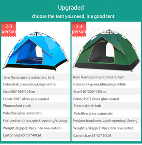 Customized Portable Single-Layer Automatic Pop-Up <b>Tent</b> 2-3/3-4 Person <b>Waterproof</b> Oxford Material for Outdoor Camping - Product Image 6