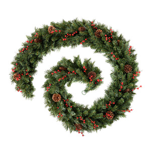 Guirlande Ronde Artificielle de Noël en Rotin, Décoration de Noël avec Cônes de Pin et Fruits Verts, 2,7 m, Faite à la Main, DIY, pour Arbre de Noël, Maison, Fêtes et Célébrations - Product Image 3