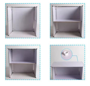 บูธโฆษณาแบบพกพาพับได้พร้อมเคาน์เตอร์ทรงสี่เหลี่ยมผืนผ้า ประกอบง่าย ใช้งานกลางแจ้ง ใช้ซ้ำได้ ใช้เป็นโต๊ะทำงานในสำนักงาน - Product Image 3