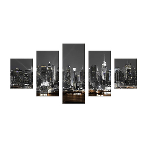 Cuadros de Ciudades Modernas Impresos en Lienzo, Arte de Pared de 5 Paneles, Pintura de Paisaje, Mural de Arte Urbano de Lujo para Decoración de Pared de Sala de Estar - Product Image 6