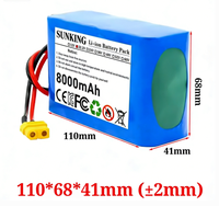 Batterie au lithium rechargeable à semi-conducteurs SUNKING 22,2 V 6S2P 8000 mAh SK 18650 avec BMS, 500 cycles, pour moto électrique et camping
