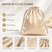 Sac à cheveux en satin personnalisé avec impression de logo, sac à cordon doux pour perruques, emballage cadeau, pochette en satin de soie pour vêtements, haute qualité