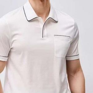 <span class=keywords><strong>Chemise</strong></span> en <span class=keywords><strong>coton</strong></span> tissé pour homme - Col contrastant, fermeture éclair, manches courtes, respirante, coupe ajustée, style business décontracté, pour le golf, été - Product Image 3