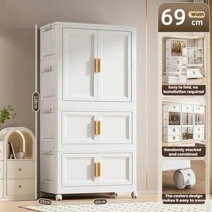 Armoire de rangement pliable en plastique pour bébé, 80 <span class=keywords><strong>cm</strong></span>, 4 niveaux, avec tiroirs de rangement, pour vêtements d'enfants et jouets - Product Image 3