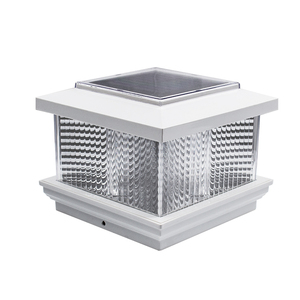 LOYAL 5 5 Poteau en vinyle étanche pour portail principal avec lumières de pont à LED et panneau solaire <span class=keywords><strong>Design</strong></span> carré pour clôture pour jardin - Product Image 3
