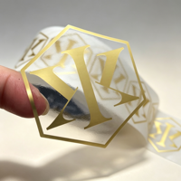 Rouleau d'étiquettes autocollantes transparentes en vinyle imperméable avec logo personnalisé, dorure à chaud