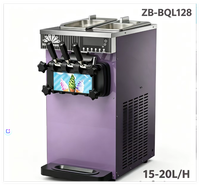 Коммерческая машина для мягкого мороженого ZB-BQL128, производительность 15-20 л/ч, 2 бака по 5 л, с воздушным охлаждением, настольная, 1300 Вт, 220В/110В/380В