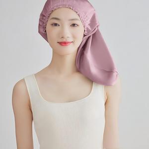 Bonnet de nuit en soie de mûrier à cheveux longs, vente en gros d'usine, bonnet de sommeil élastique réglable, personnalisation de bonnets de sommeil à longue queue pour femmes - Product Image 6