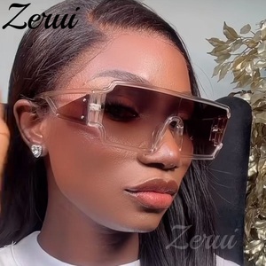 Mode übergroße quadratische Sonnenbrille Frauen Vintage einzigartige hohle breite Beine Designer Sonnenbrille Männer Cool One Piece Flat Top <span class=keywords><strong>Shdes</strong></span> - Product Image 4