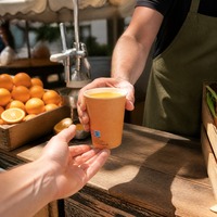 Gobelet en papier jetable de 12 oz à paroi simple avec bord roulé pour boissons chaudes et froides, café, thé, jus, boissons glacées