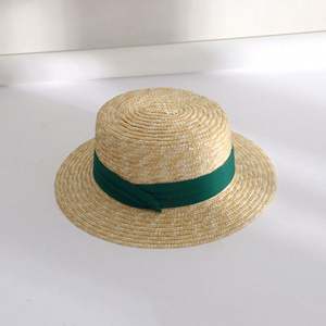 Sombreros de Paja Planos Tipo Boater Baratos al por Mayor para Vacaciones en la Playa, Sombreros de Verano Unisex de Paja de Trigo con Bordado 3D, para Viajes, Esquí y Pesca - Product Image 5