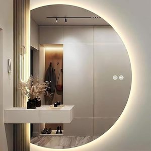 <span class=keywords><strong>Grand</strong></span> <span class=keywords><strong>miroir</strong></span> LED intelligent en forme de <span class=keywords><strong>demi</strong></span>-lune pour salle de bain, sans cadre, rétroéclairé, interrupteur tactile, éclairé - Product Image 2