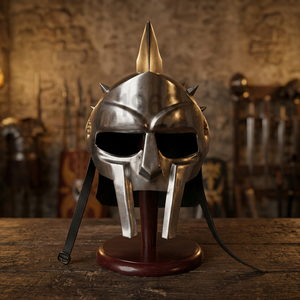 Casco de Gladiador Romano Griego Medieval, Réplica de Película, Casco Espartano Personalizado, Chapado en Plata, Acero Inoxidable - Product Image 2