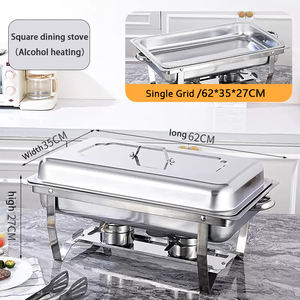 Handware New Circular <b>Food</b> <b>Warmer</b> Casserole Set Alcohol-Fueled Silver 9L Capacity 12-Hour <b>Heating</b> for Hotels & Catering - Product Image 1