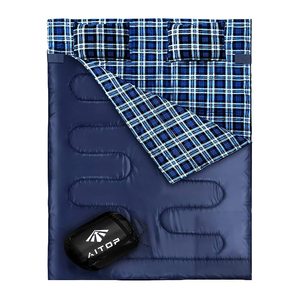 Sac de couchage <span class=keywords><strong>double</strong></span> intérieur en flanelle portable de grande taille pour le camping par temps chaud et <span class=keywords><strong>froid</strong></span> avec 2 oreillers amovibles - Product Image 1
