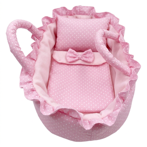 Cuna de Juguete Personalizada para Muñecas con Manta y Almohada de Algodón con Estampado de Puntos, para Muñecas <span class=keywords><strong>Reborn</strong></span> de 14-24 Pulgadas, Escala 1:10 - Product Image 1