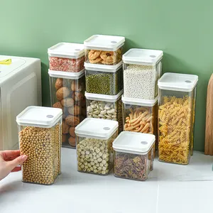 2024 nouveau carré multi-spécifications cuisine PET stockage sec scellé Transparent alimentaire céréales pot en plastique avec couvercle