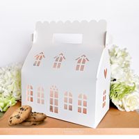 Boîtes cadeaux écologiques personnalisées grand format en forme de maison avec fenêtre, pour biscuits, snacks, fêtes et anniversaires
