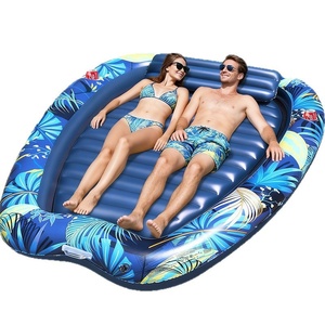 Cama Flotante Doble Inflable con Estampado <span class=keywords><strong>Tropical</strong></span>, Tumbona Flotante con Portavasos y Respaldo para <span class=keywords><strong>Piscina</strong></span> Js-102 - Product Image 1